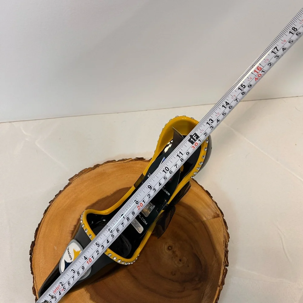 NFL Football Pittsburgh Steelers High Heel Jeweled Team‎ Shoe Wine Holder - Picture 5 of 10